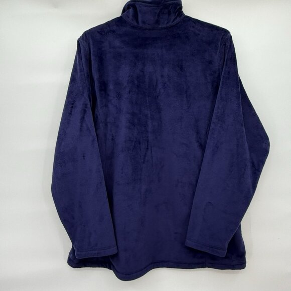 Ladies Lands' End Blue Fleece 1/4 Zip Mock Neck Pullover Size XL 16-18W SOFT - Picture 2 of 7
